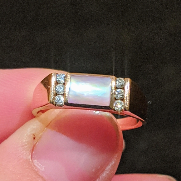 14k Pink Mother of Pearl Diamond Rose Gold Ring - Picture 12 of 14